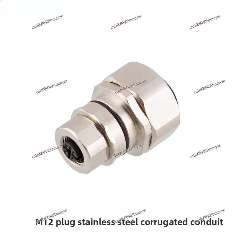

M12 Connector Stainless Steel 5P Core Plug Connected To Glassy Tube Cable 316 Material Special