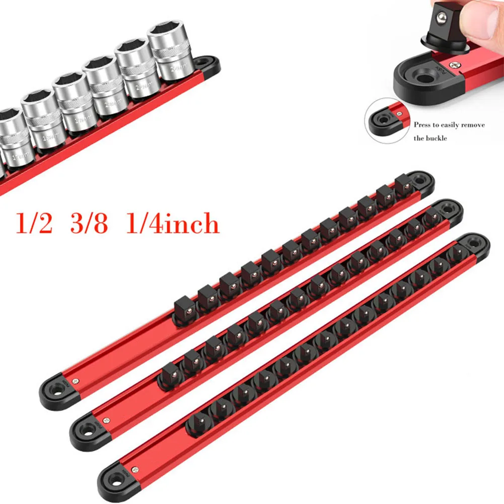 1pcs 360° Swivel Magnetic Socket Organizer 1/4 3/8 1/2Inch Socket Clip Rail Holder Socket Rack Tray Hand Tools  ﻿