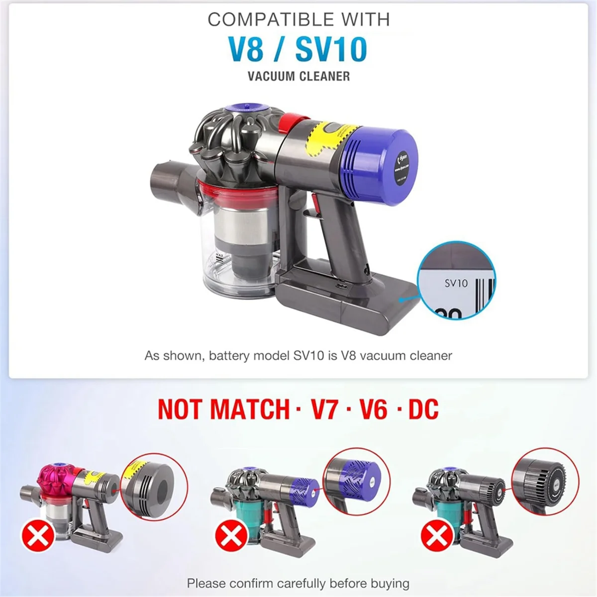 อุปกรณ์อะไหล่ตัวหลักสำหรับเครื่องดูดฝุ่น Dyson V8เครื่องดูด SV10