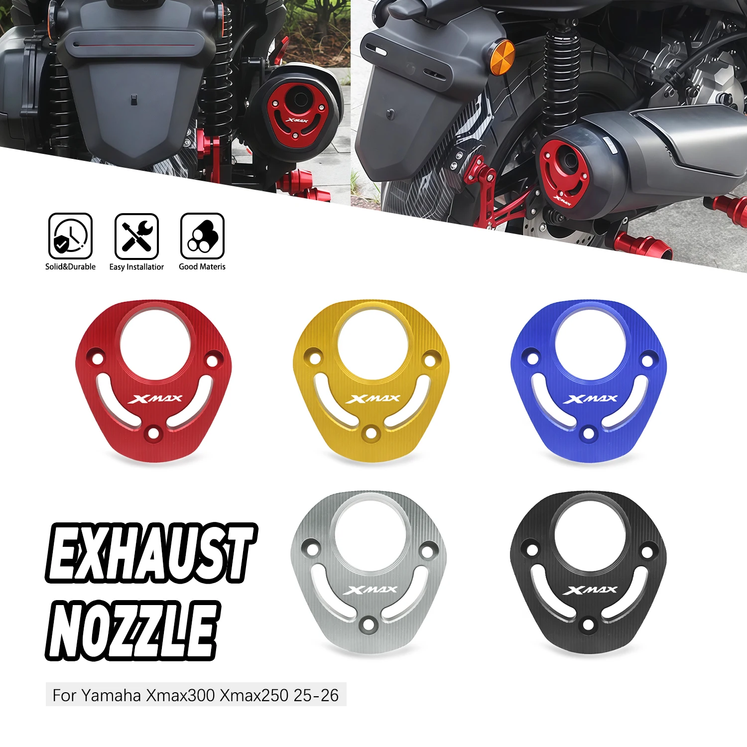 

High Quality Aluminum Motorcycle Replacement Parts Exhaust nozzle decorative cover For YAMAHA XMAX300 XMAX 300 2025