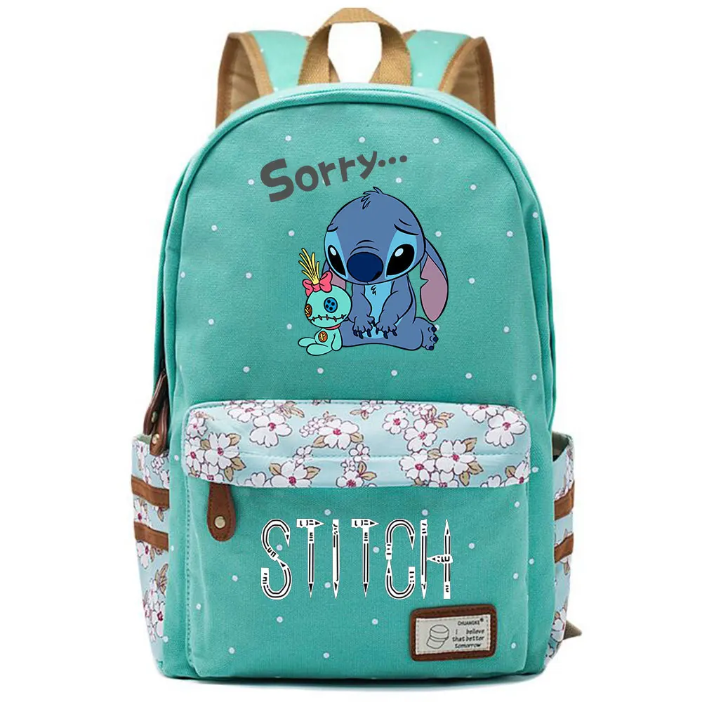 Nuevo Mochilas escolares Kawaii Stitch para niños y niñas, mochilas para mujeres, mochilas para adolescentes, mochila para ordenador portátil de viaje de lona