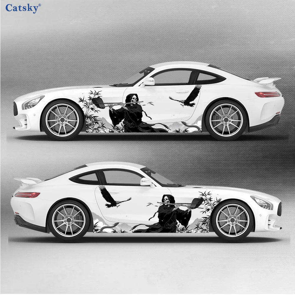 

Black forest skull playing the flute controlling snakes sticker, suitable for cars and trucks, durable, fade-resistant, easy to