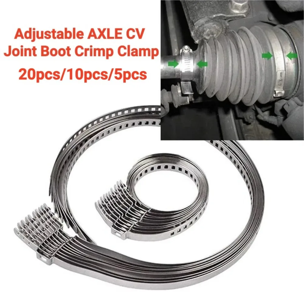 20/5Pcs Universal Stainless Steel Adjustable AXLE CV Joint Boot Crimp Clamp Kit for Yamaha Aprilia Ducati Car Accessories