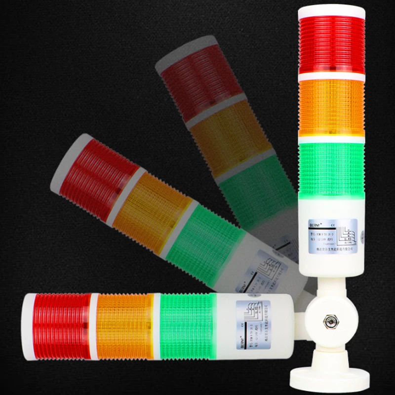 New 180 Rotatable Stack Light Three Modes Warning Light Industrial For CNC Machine DC12-24V AC110-220V Steady Flashing Light LED