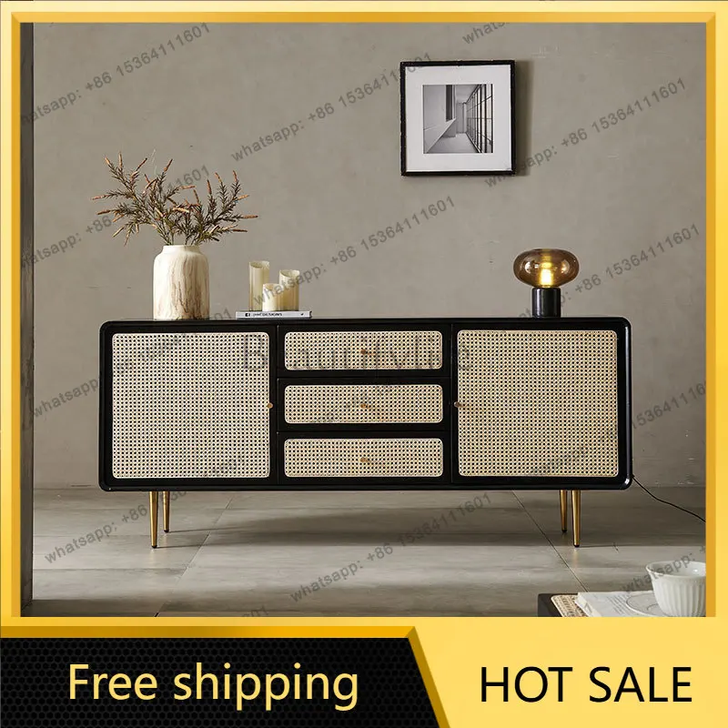 FG Nordic solid wood, modern simple rattan locker drawer locker