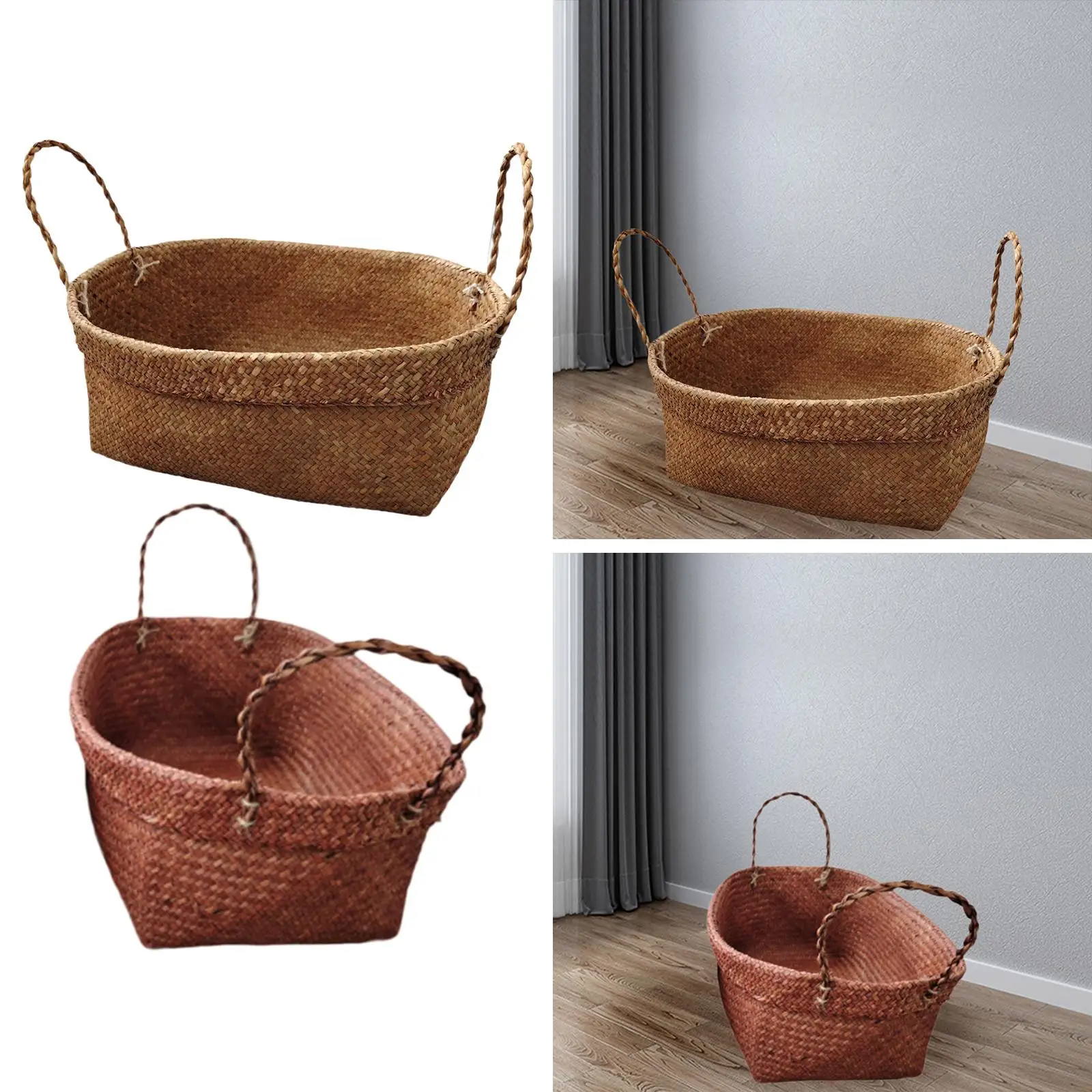 

Woven Storage Box Decorative Basket Shelves Balcony Farmhouse Holder Rattan