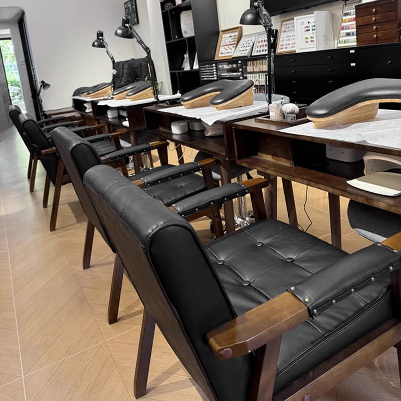 Nail art table and chair set light luxury high-end nail art chair customer  manicurist special chair medieval retro sofa
