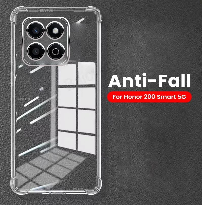 Honer Honar 200Smart Clear Case for Honor 200 Smart 5G Slim Camera Protect Shockproof TPU Soft Cover Honor200Smart ALT-NX1 6.8