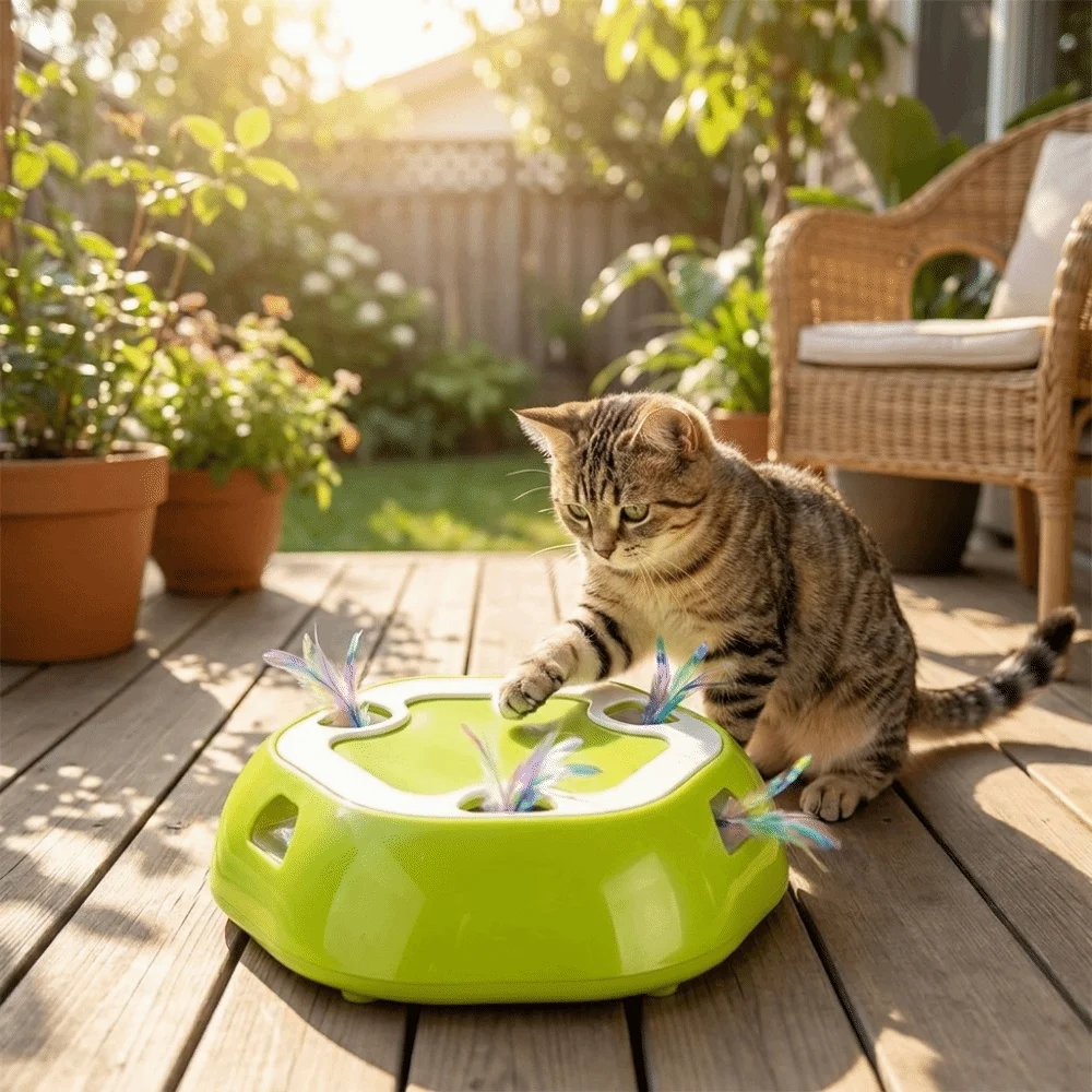 Smart Electric Pet Telescopic Disc Cat Toy Multi Hole Teasing Cat Motion Activated Cat Toy Whack-A-Mole Self Pleasure