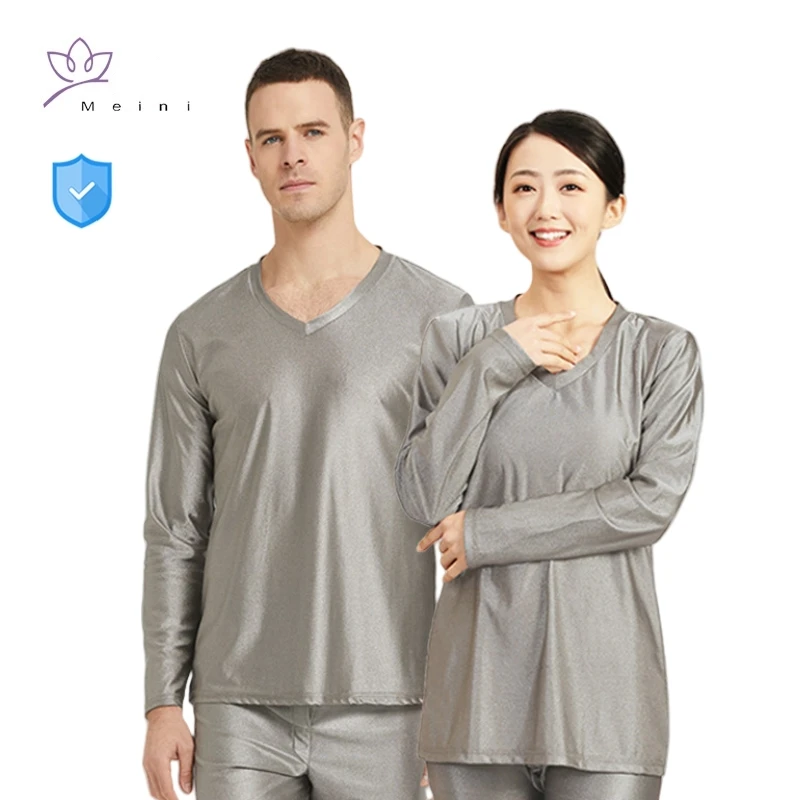 Real electromagnetic radiation protective 100% silver fiber knitted fabric long underwear EMC laboratory EMR shielding underwear