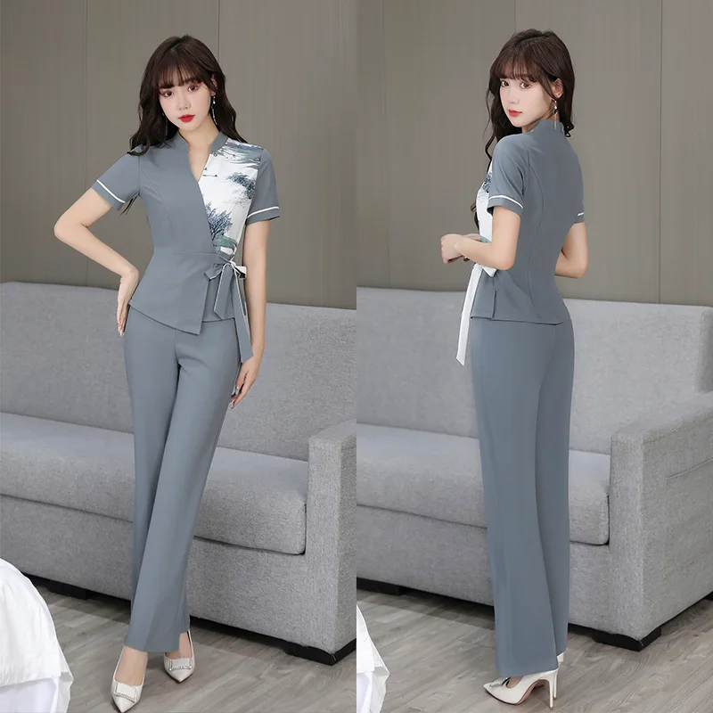 Beautician technician new autumn and winter health club beauty salon spa pedicure shop women\'s two-piece overalls TB190509