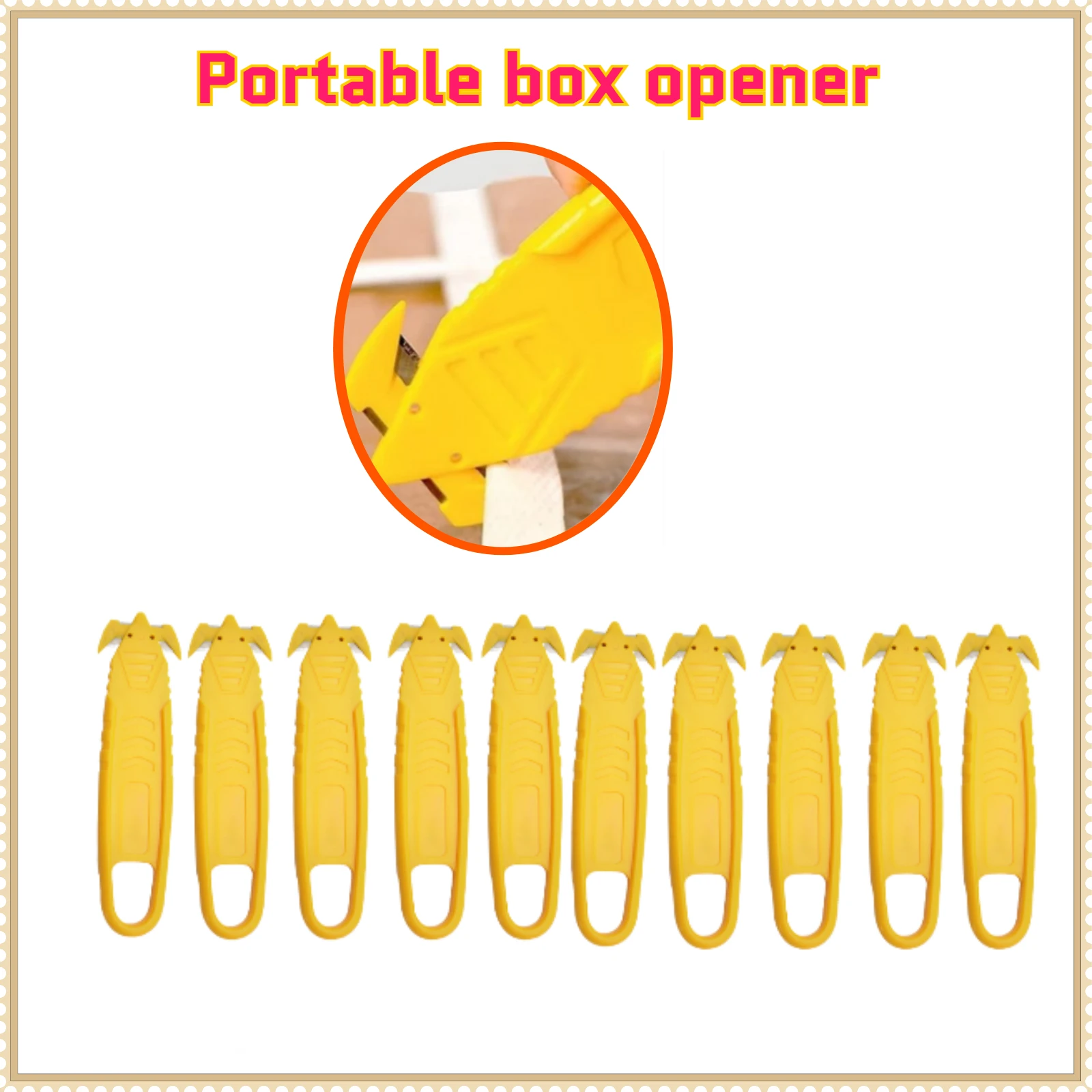 Safety Box Cutter Knife of Recessed Concealed Stainless Steel Blade, Package Opener Plastic Cutter for Box, Carton