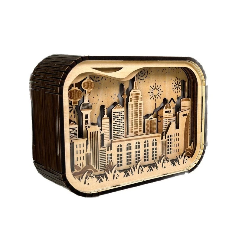 

Light and shadow wood carving night light wooden culture creative national tide ornament