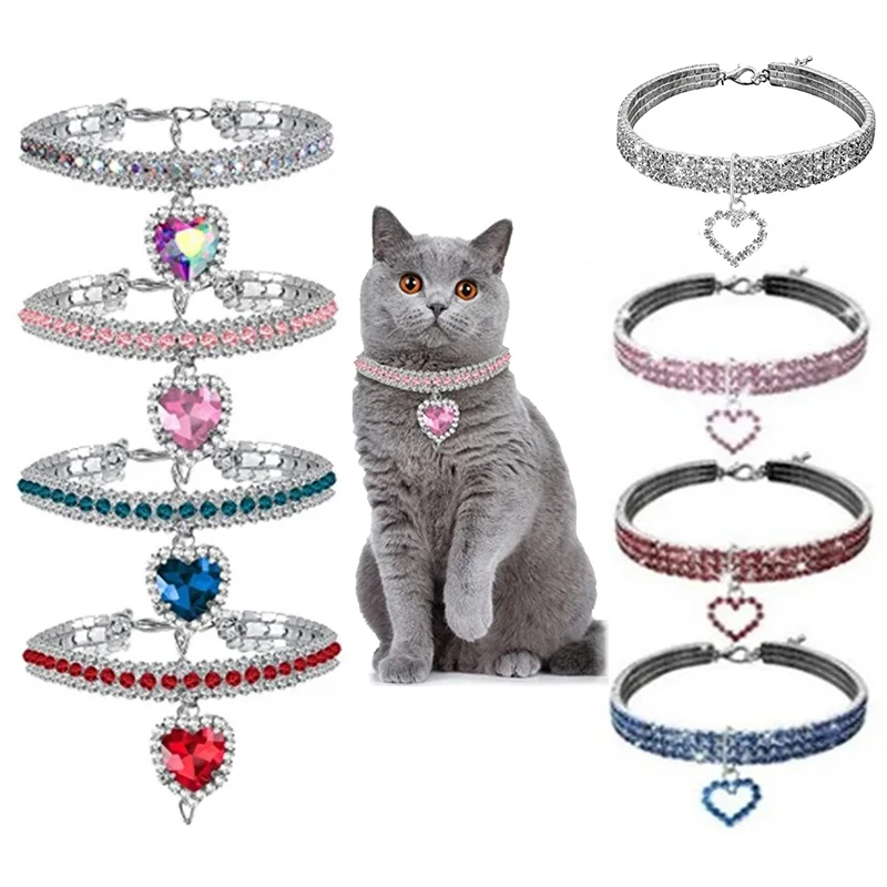 Pet Necklace Love Water Drop Water Diamond Cat Collar Dog Neck Jewelry Exquisite Cute Cat Gem Alloy Puppy Kitten Pet Supplies