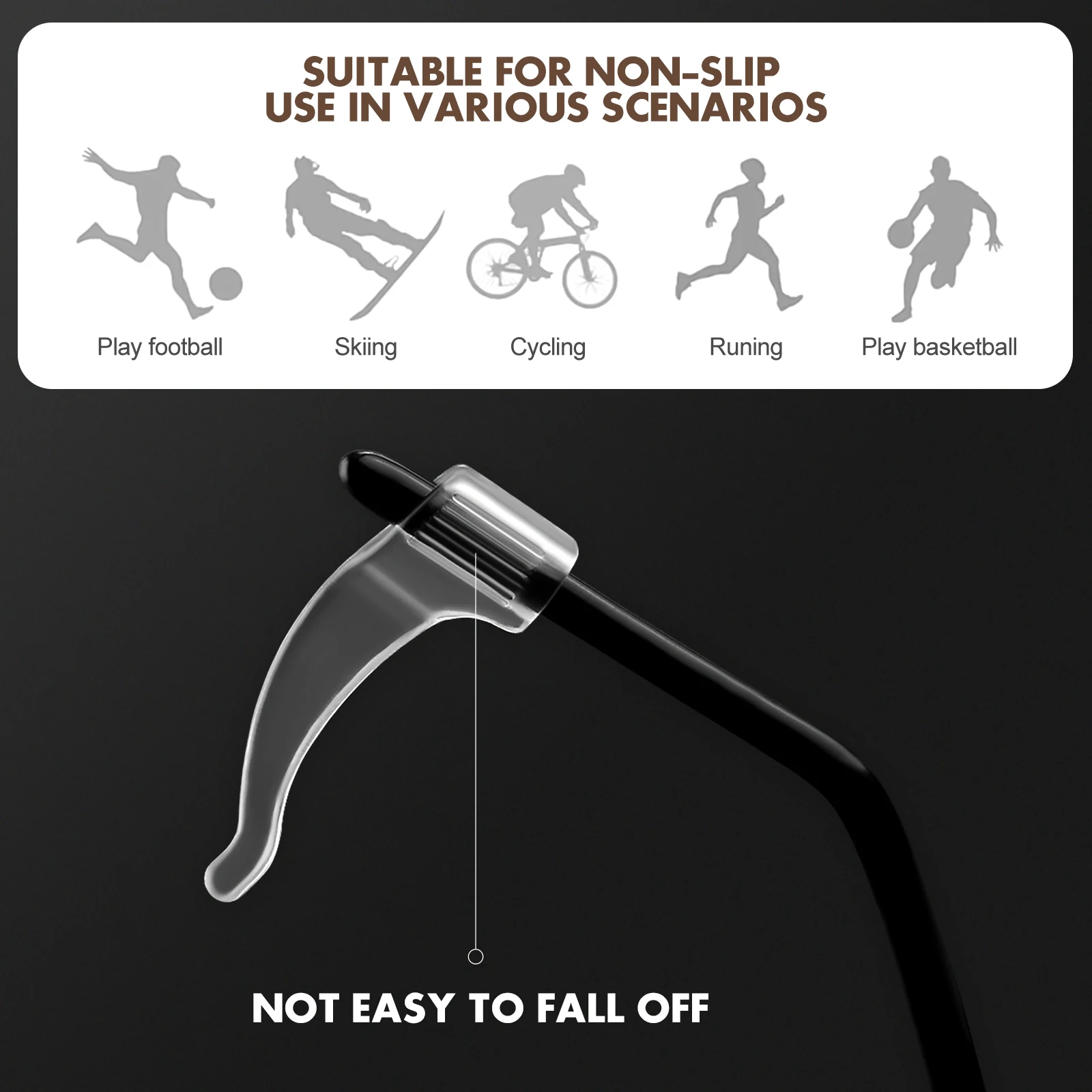 

Non-slip Ear Hooks Eyeglasses Grips Silicone Temple Tips Sleeve Sunglasses Retainer Soft Lightweight Transparent Eyewear
