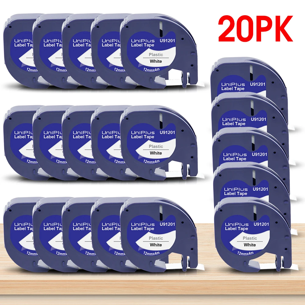 20PK 91200 12267 91201 for Dymo Letratag Cartridge 12mm Dymo Label Tape 91202 91203 Compatible Dymo lt100h lt-100h Label Maker