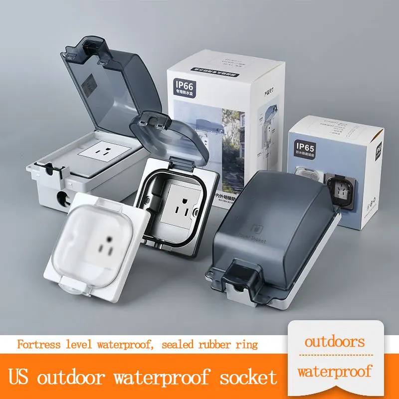 屋外防水-ip66-防塵ソケットユニバーサル米国標準-3-穴-15-20a-ハイパワー壁電源ソケットパネル保護カバー