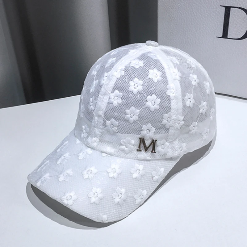 Summer Lace Hat, Cotton Ladies Baseball Cap, Mesh Breathable Cap, Sun Protection Sunshade Hat, Fashionable Female Hat Adjustable