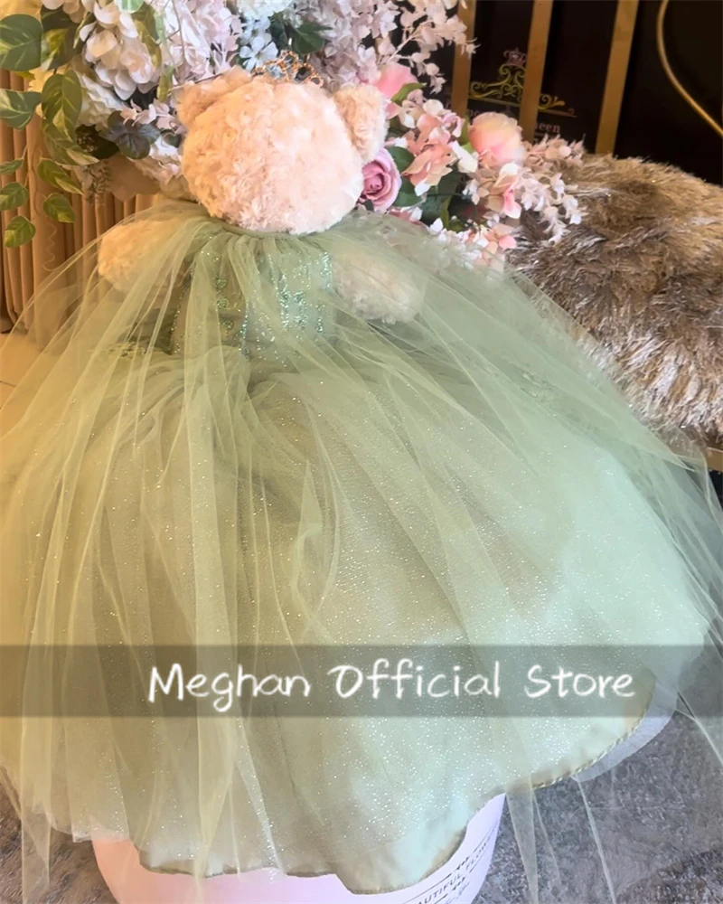 Green Special Link Sweetheart Personalized Quinceanera Teddy Bear Dresses Cape Bead Appliques Mini Quinceanera Dress Customized