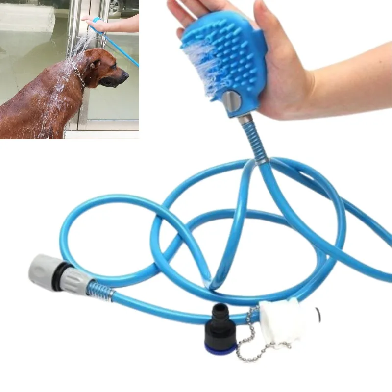 

Silicone Pet Bath Brush with Handheld Sprayer, Massage Grooming Tool for Dogs Cats, Multifunctional Washing Cleaner with