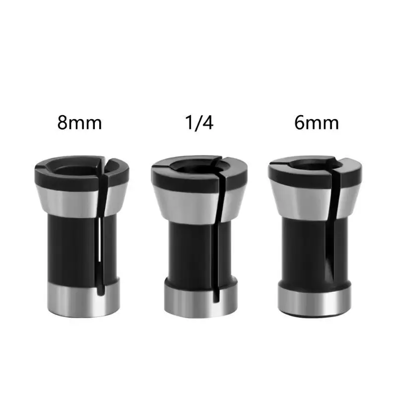 High Precision Router Collet Durable Steel 6mm 6.35mm 8mm Quarter Inch Shank For Milling Cutter Woodworking Use