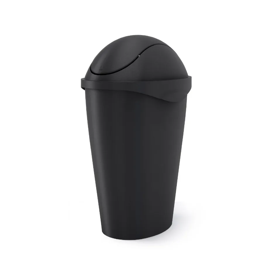 

12g Swinger Swing-Top Waste Can for Kitchen and Office Use, Matte Black Finish, Hands-Free Lid with Quiet Close Mechanism and O