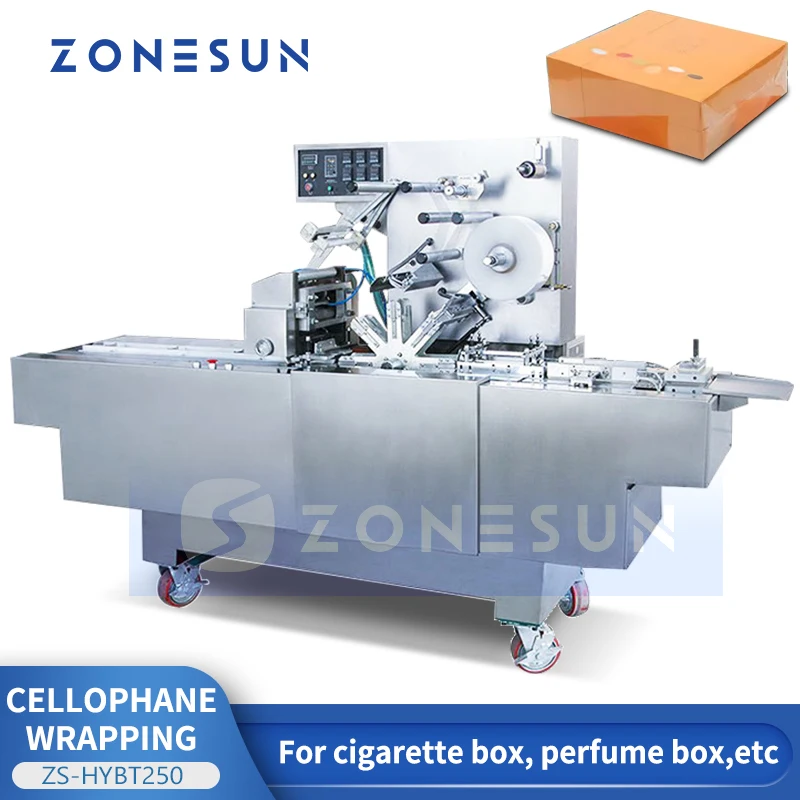 ZONESUN Automatic Horizontal Flow Packaging Wrapper Machine BOPP Wrapping and Sealing for Boxed Products Cartons ZS-BT250