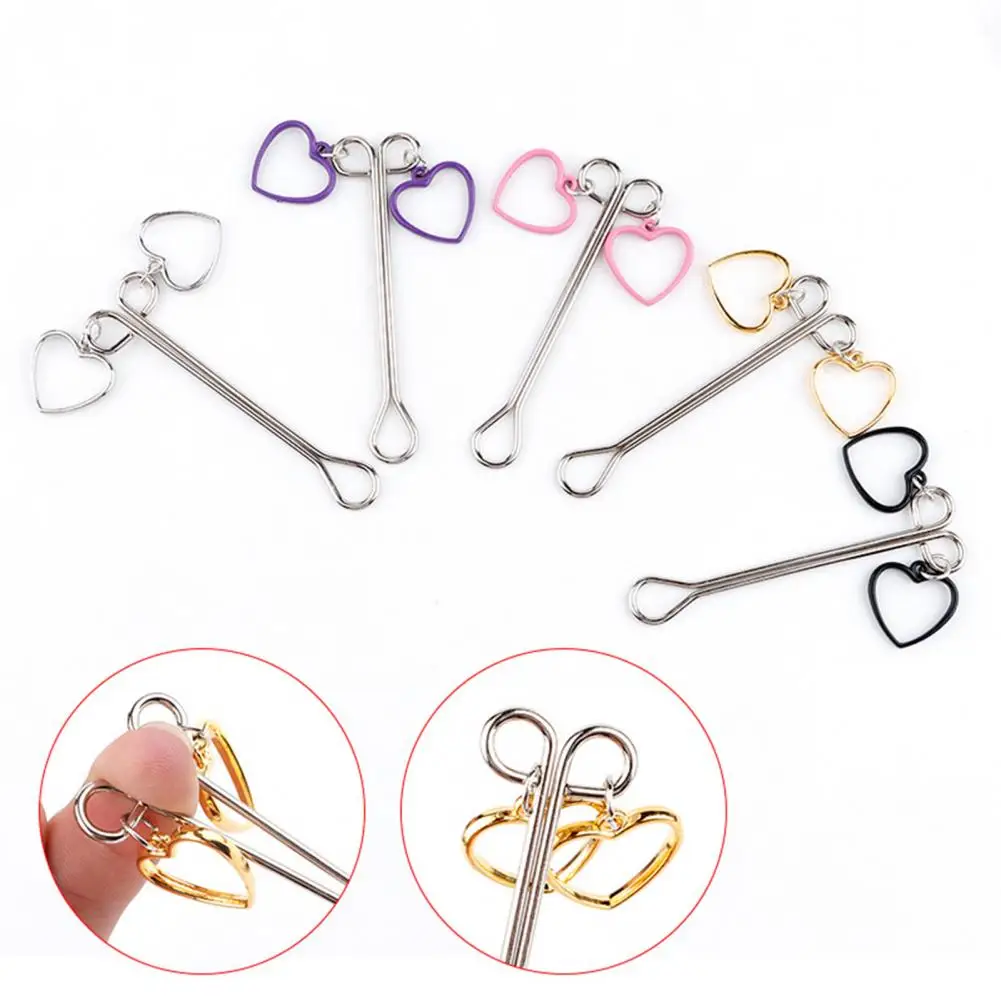 Breast Clamp Comfortable Nipple Stimulator Long Lifespan Nipple Toy Supplies Metal Love Heart Shape Breast Clip for Couple