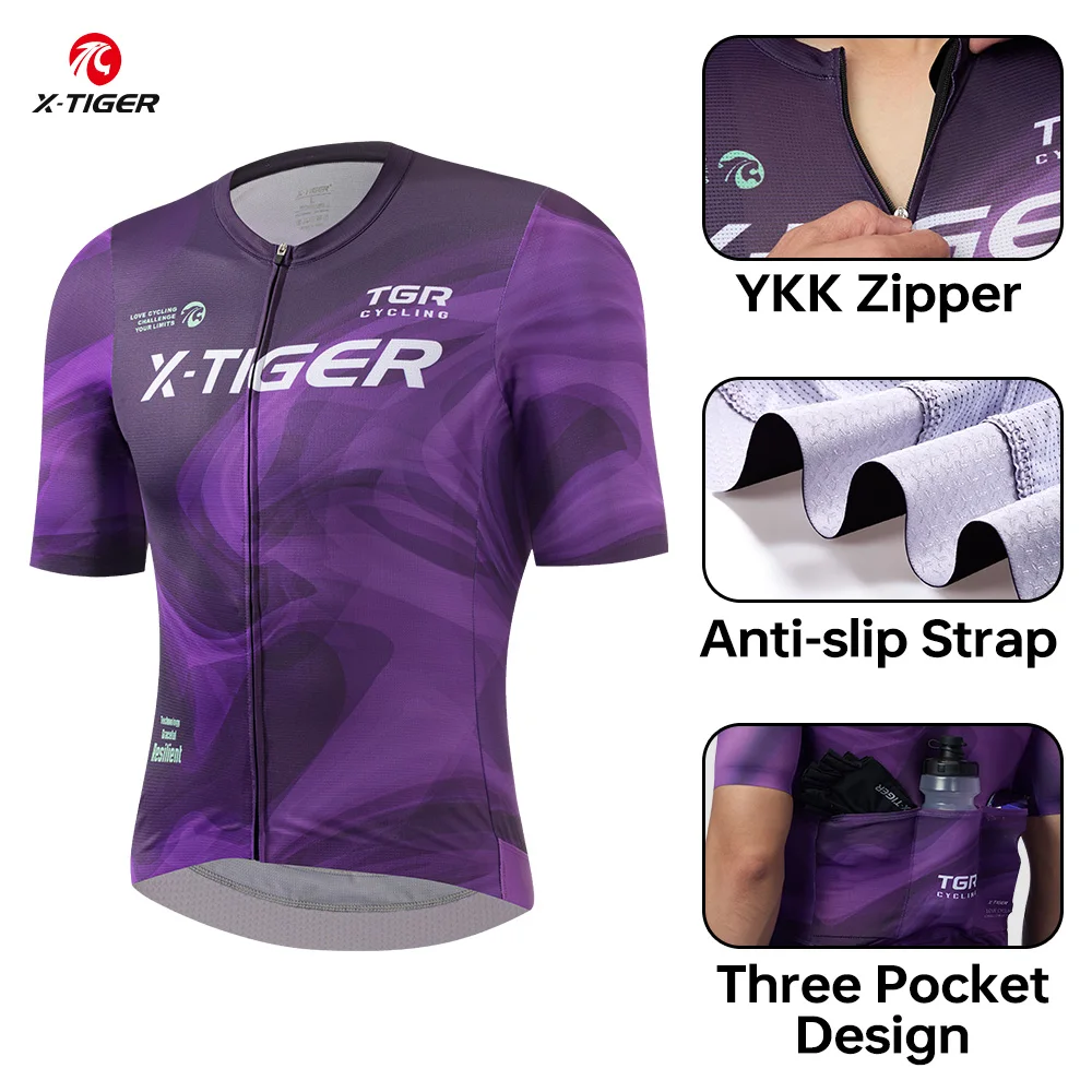 

X-TIGER Велосипедный трикотаж Рубашка для гонок на горном велосипеде Одежда для шоссейного велосипеда Спортивный дышащий быстросохнущий топ с короткими рукавами