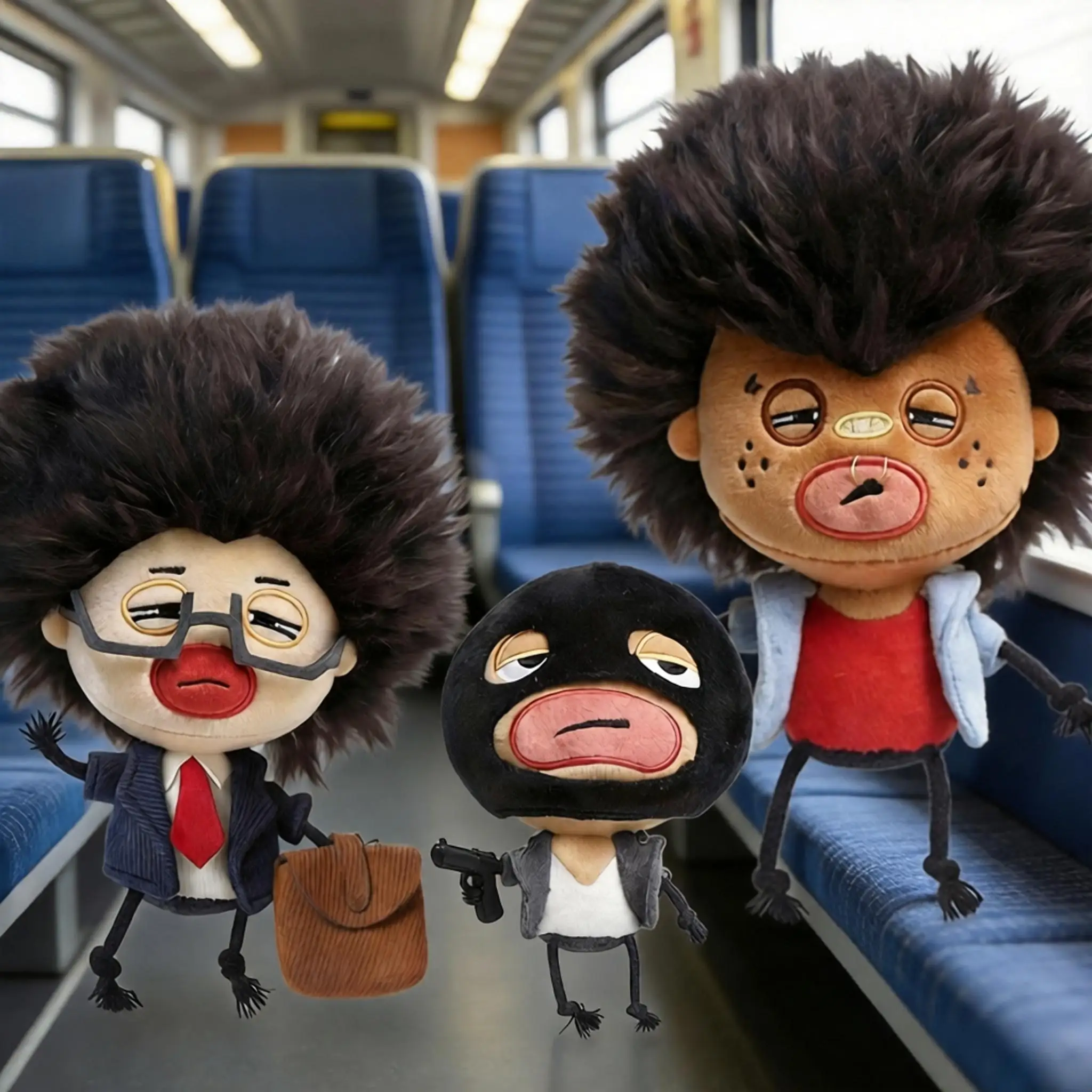 Funny Ugly Cute Corporate Slave Plush Toy Keychain Curly Afro Office Worker Mask Doll Backpack Bag Pendant Birthday Gift Boy Kid