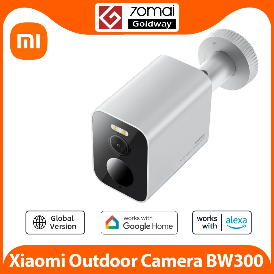 Global Version Xiaomi Outdoor Camera BW300 3MP 2K Resolution IP67 Waterproof 130° Wide Field 4900mAh Battery Google Home Alexa