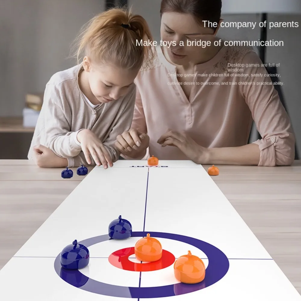 

1 Set Mini Tabletop Curling Game with 8 Rollers Leisure Shuffleboard Curling Game Portable Happy Christmas