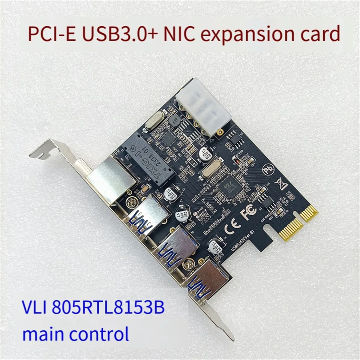 Cartão de Expansão Mainboard do Desktop, PCI-EUSB3.0, Gigabit, LAN, RTL8153B, VLI805, Módulo Mainboard