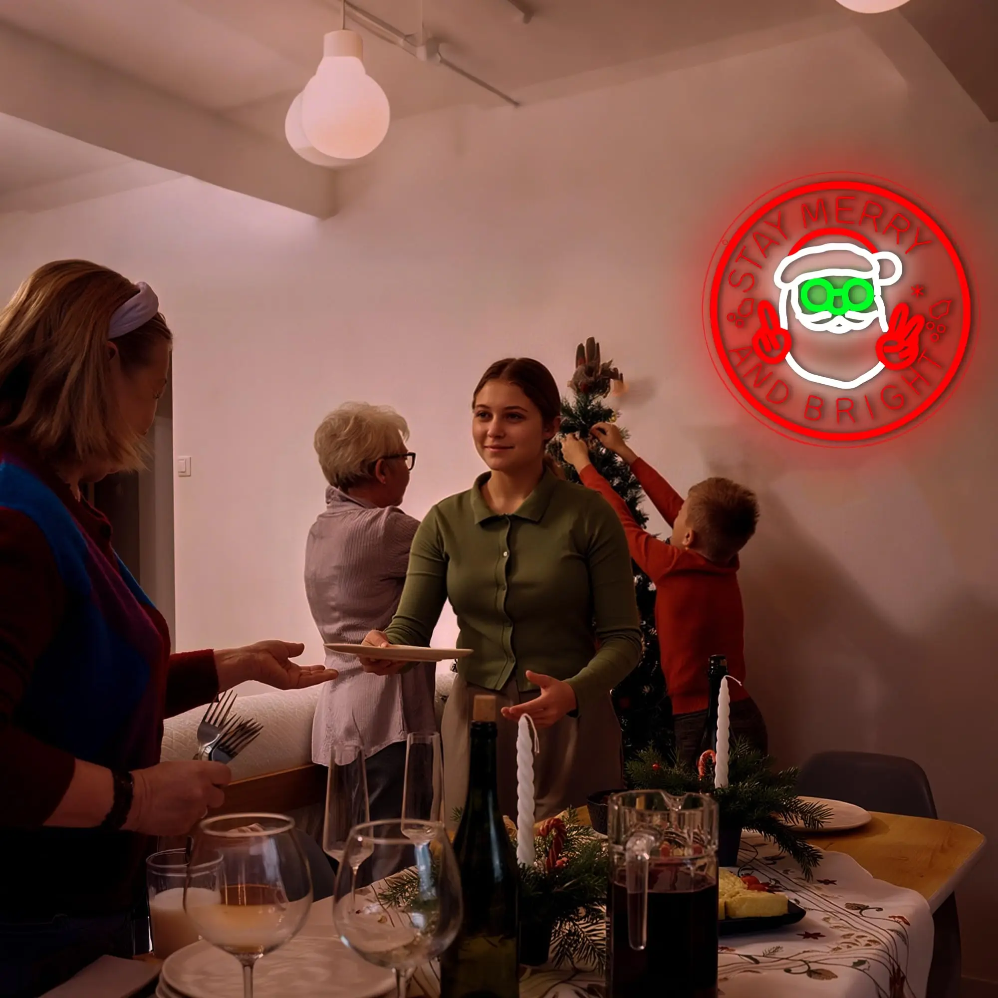 عيد الميلاد سانتا كلوز النيون نحت عكس الضوء تضيء تسجيل جدار ديكور للحزب غرفة نوم المنزل متجر عطلة مهرجان