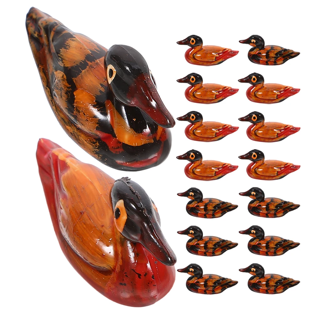 

8Pairs Feng Shui Lucky Charm Decor Duck Set Detailed Carved Resin Ducks for Living Room Desk Emotional Stability