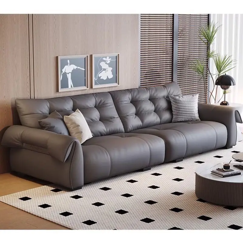 

Light luxury swan sofa living room apartment simple modern 2024 new art straight row sofa combination wood