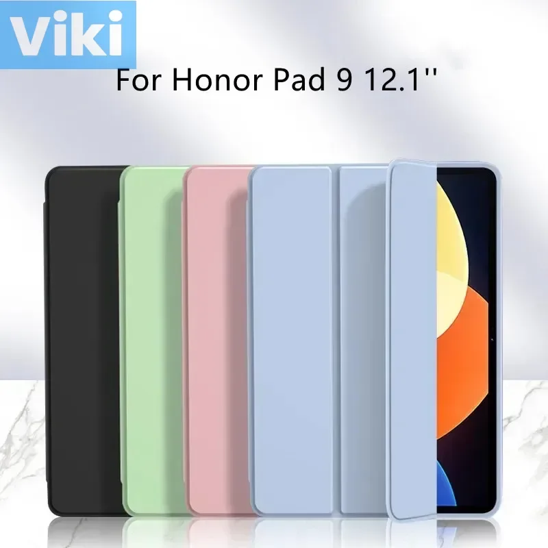 Honor Pad 9 용 소프트 실리콘 TPU 접이식 스탠드 스마트 커버, 2024 HEY2-W09 HEY2-W19 태블릿 케이스, 12.1 인치