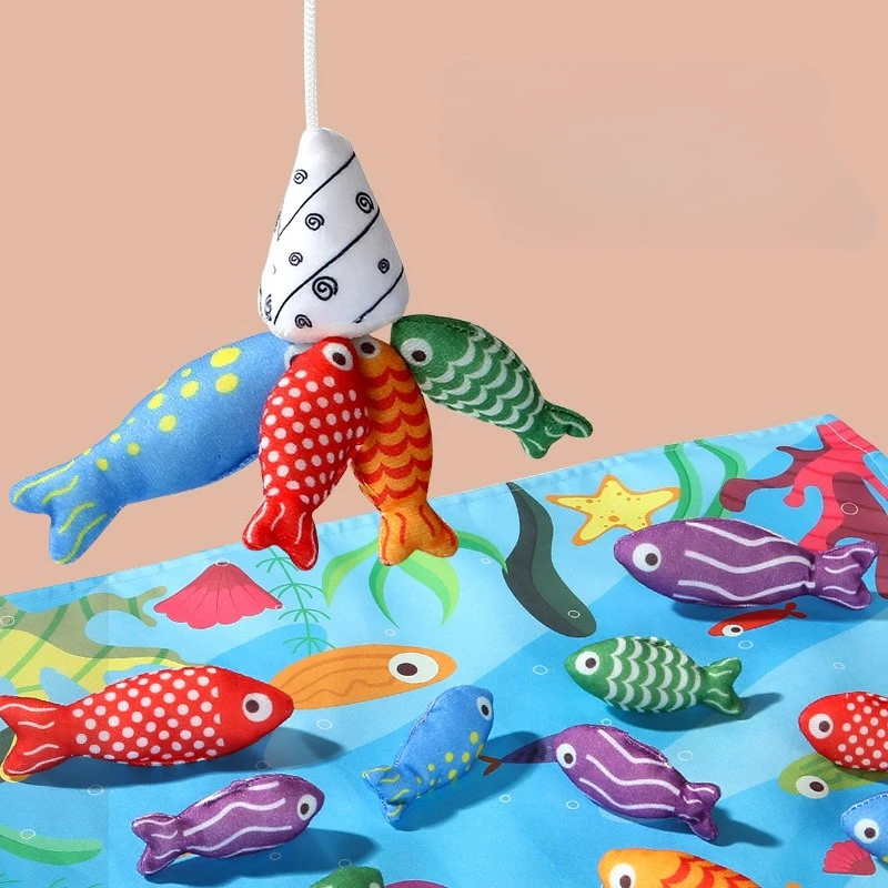Jouets de poisson Montessori, jeu de pêche en tissu pour les tout-petits de 6 à 12 mois, jouet sensoriel, tasses empilables, comptage des nombres, tri des couleurs, cadeau