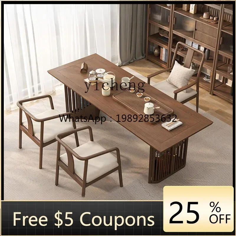 

W3-3 new Chinese tea table and chair combination office home balcony Kung Fu tea table solid wood tea table integrated