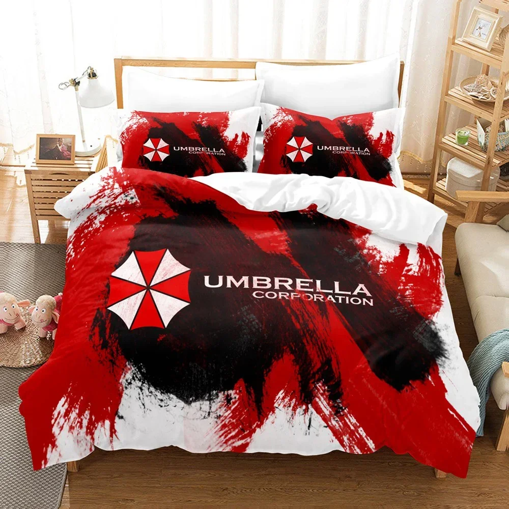 3D Printed Red Umbrella Bedding Set Duvet Cover Bedroom Comforter Covers Single Twin King ​Size Quilt Cover Home Textile 2/3PCS