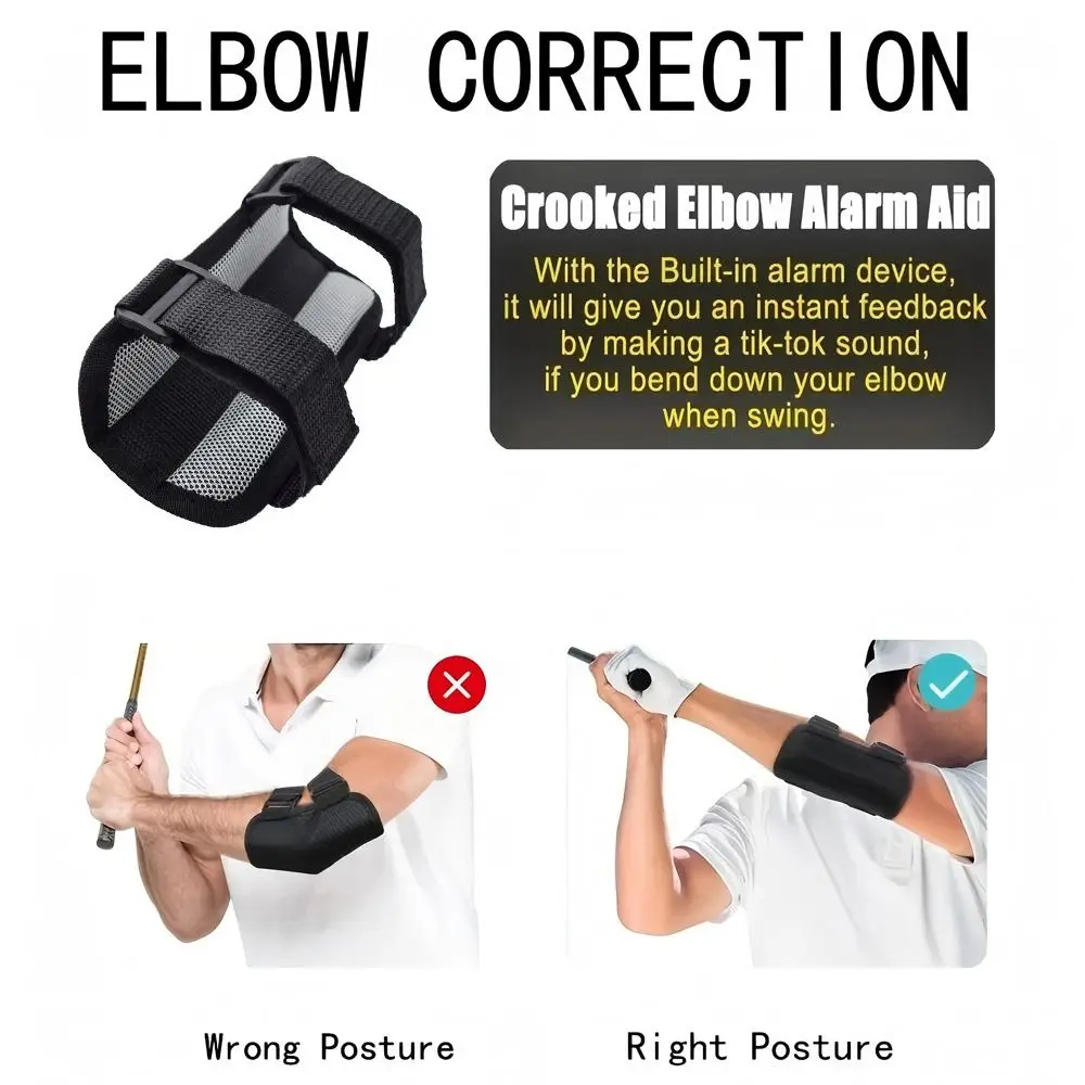 Corretor de cotovelo de balanço de golfe, movimento manual, protetor de pulso com fivela, auxílio de treinamento de balanço de golfe, cinta de pulso de nylon ajustável