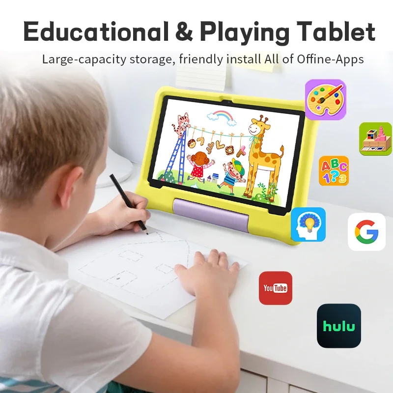 Tablet infantil, tablets Android 15 de 2025, tablet de 10,1" para crianças, 4 GB + 4 GB + 64 GB de até 1 TB, octa-core 1,8 GHz, 5000 mAh, controle parental