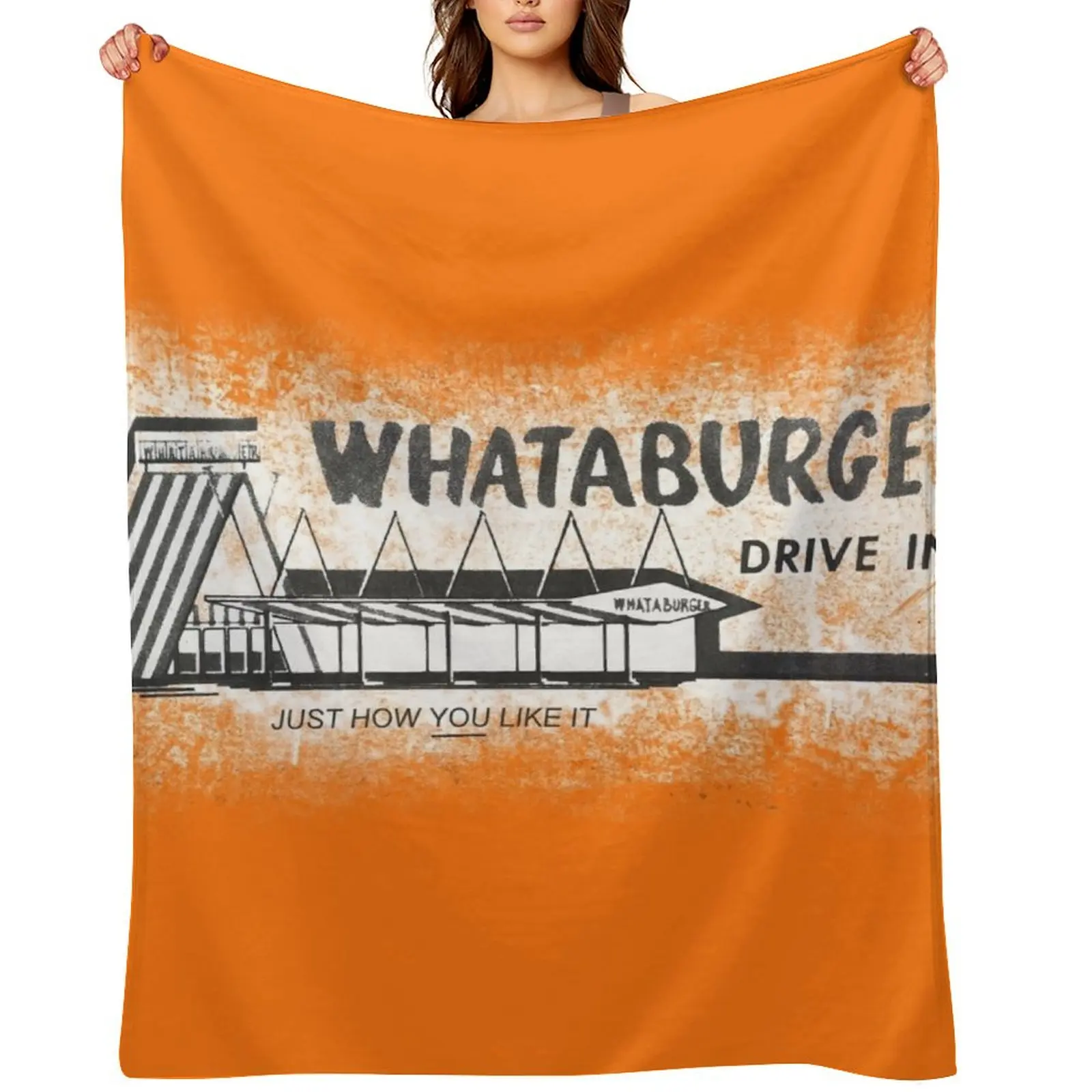 

Classic WHATABURGER Drive Inn - Spicy Ketchup - Just how YOU like it TEXAS – 1968 Distressed Vintage Throw Blanket