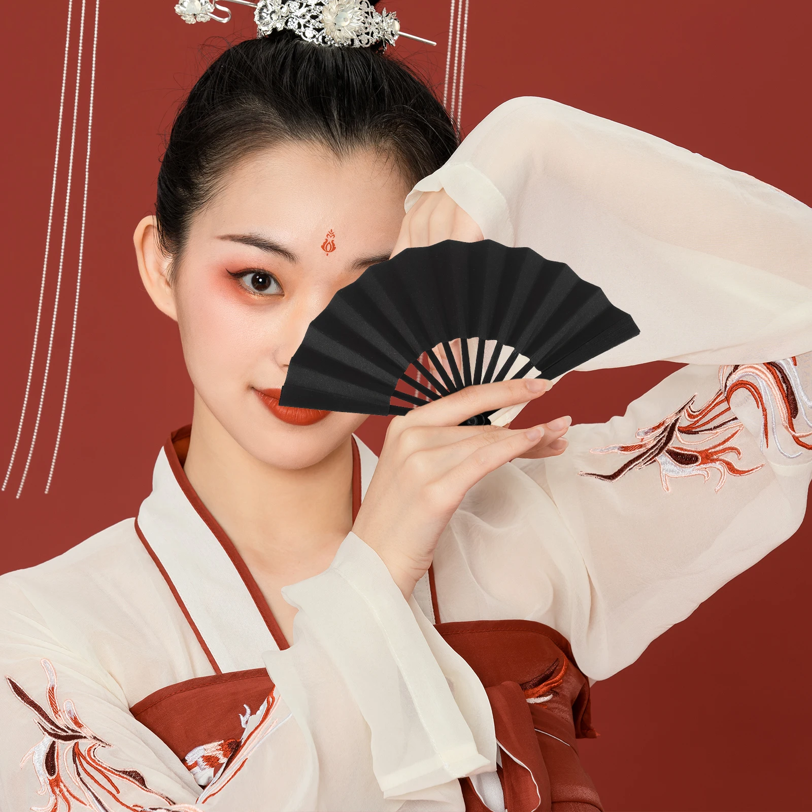 مروحة يدوية صغيرة قابلة للطي، أداة تصوير محمولة، زخرفة صينية، إكسسوار زينة للأطفال