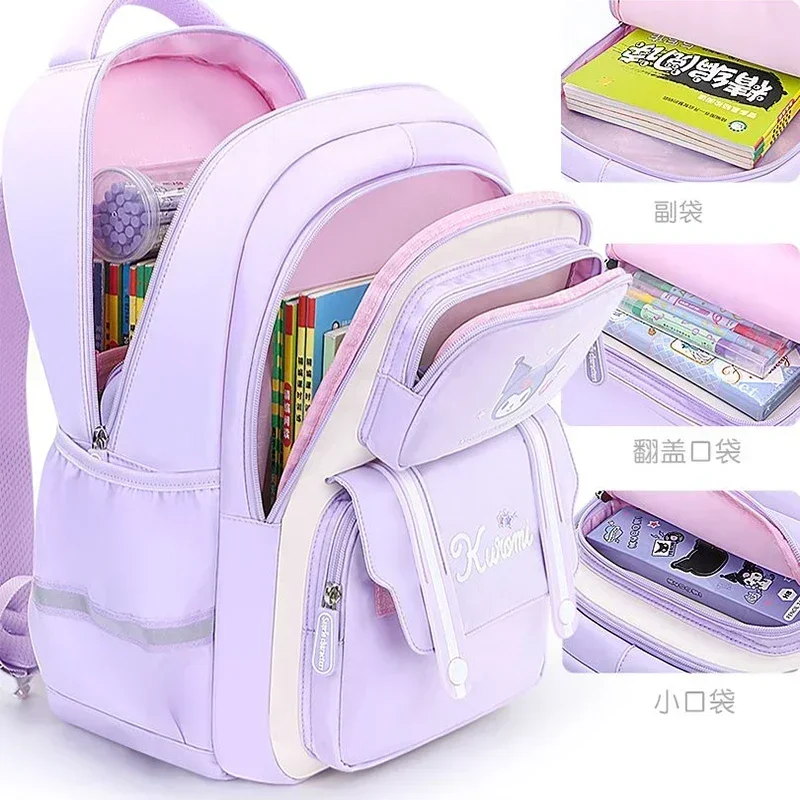 

Школьный рюкзак Hello Kitty для девочек Sanrio Kawaii Kuromi My Melody, милый милый рюкзак с героями мультфильмов, аниме, легкая детская сумка, подарок для ребенка