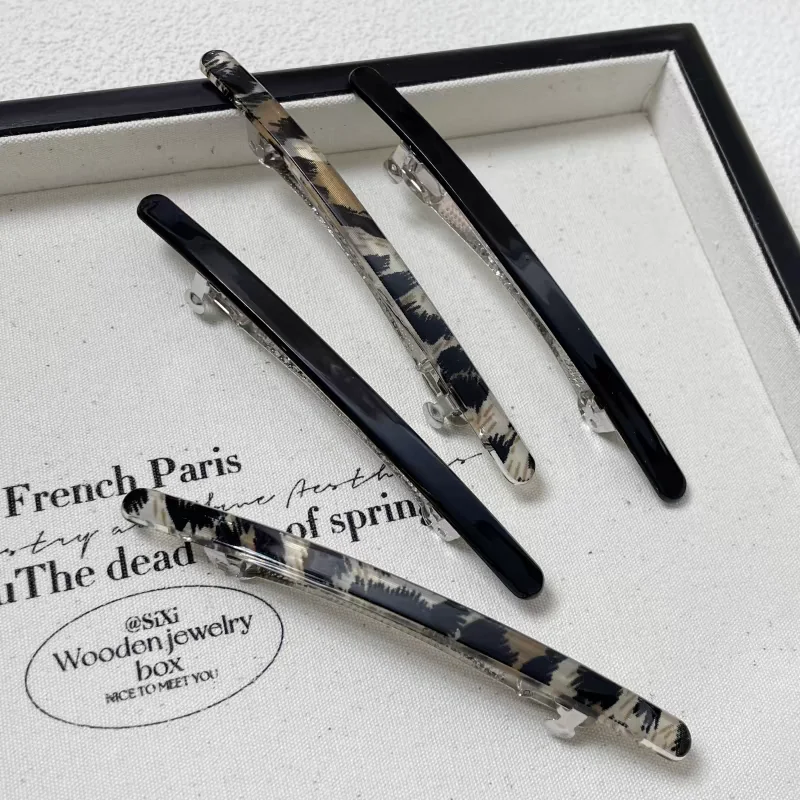 

2pc Good Quality Black Leopard Hair Clip for Girls Women's Spring Hairpin Romantic Daily Design Hair Accessory