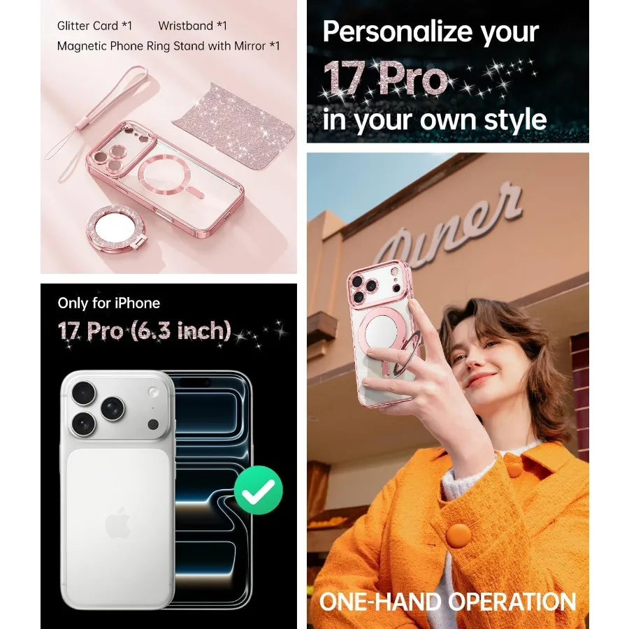 아이폰 17 프로용 디자인된 자석 케이스 탈부착 가능한 폰 링 스탠드 포함 핸즈프리 뷰잉 및 영상 통화 가능