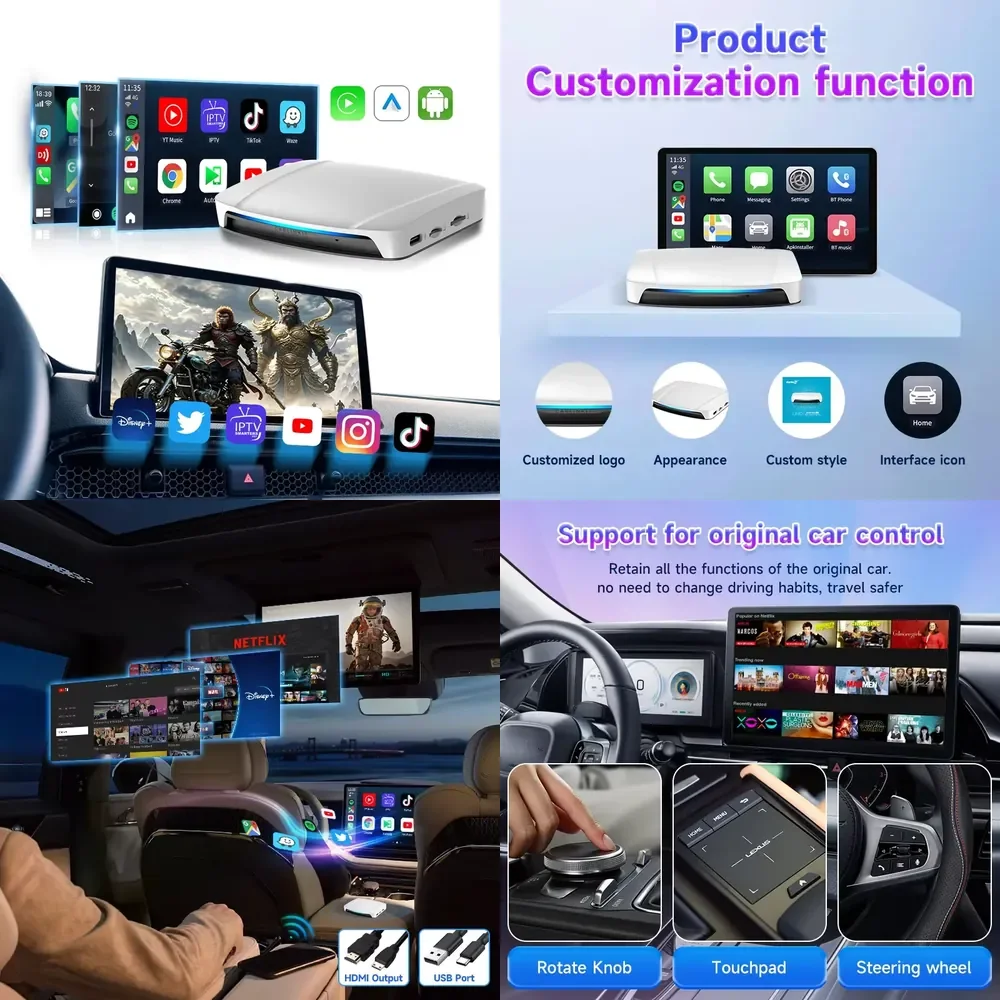 Carlinkit Box Uhd 128GB SM6225 Carplay Ai Box Wireless Android Auto Carplay Adapter Black Math Wukong for Netflix