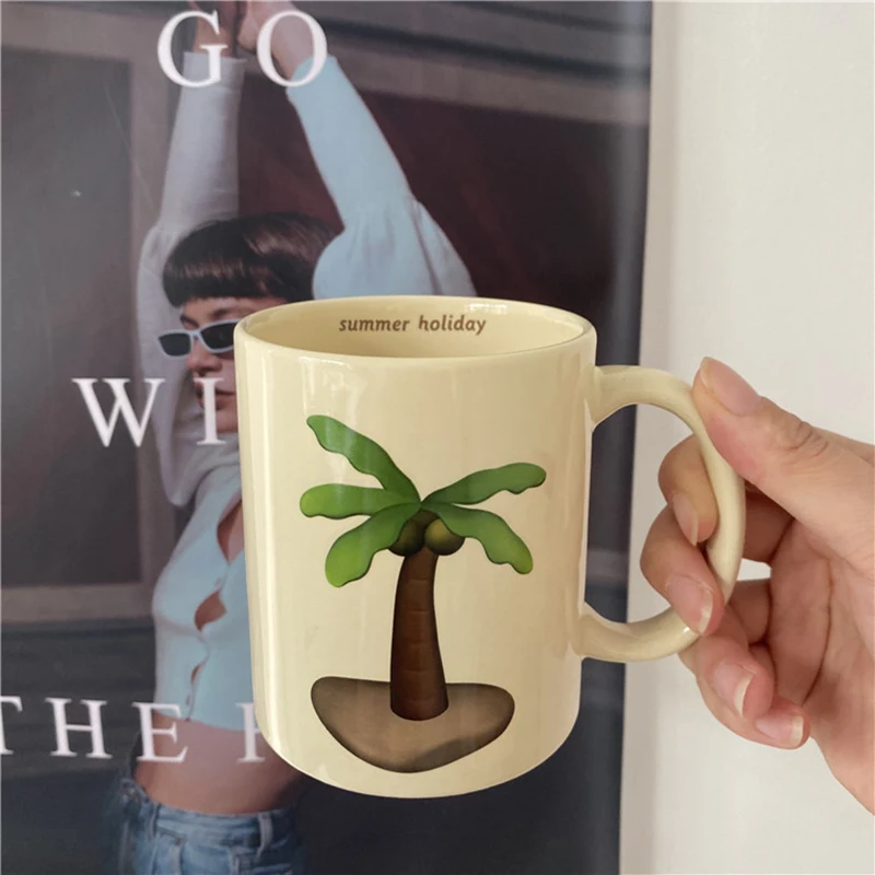 

Coconut Tree Printed Creative Coffee Tea Water Milk Cups Mugs Campfire Cup Drinkware Vacation Hiking Mug