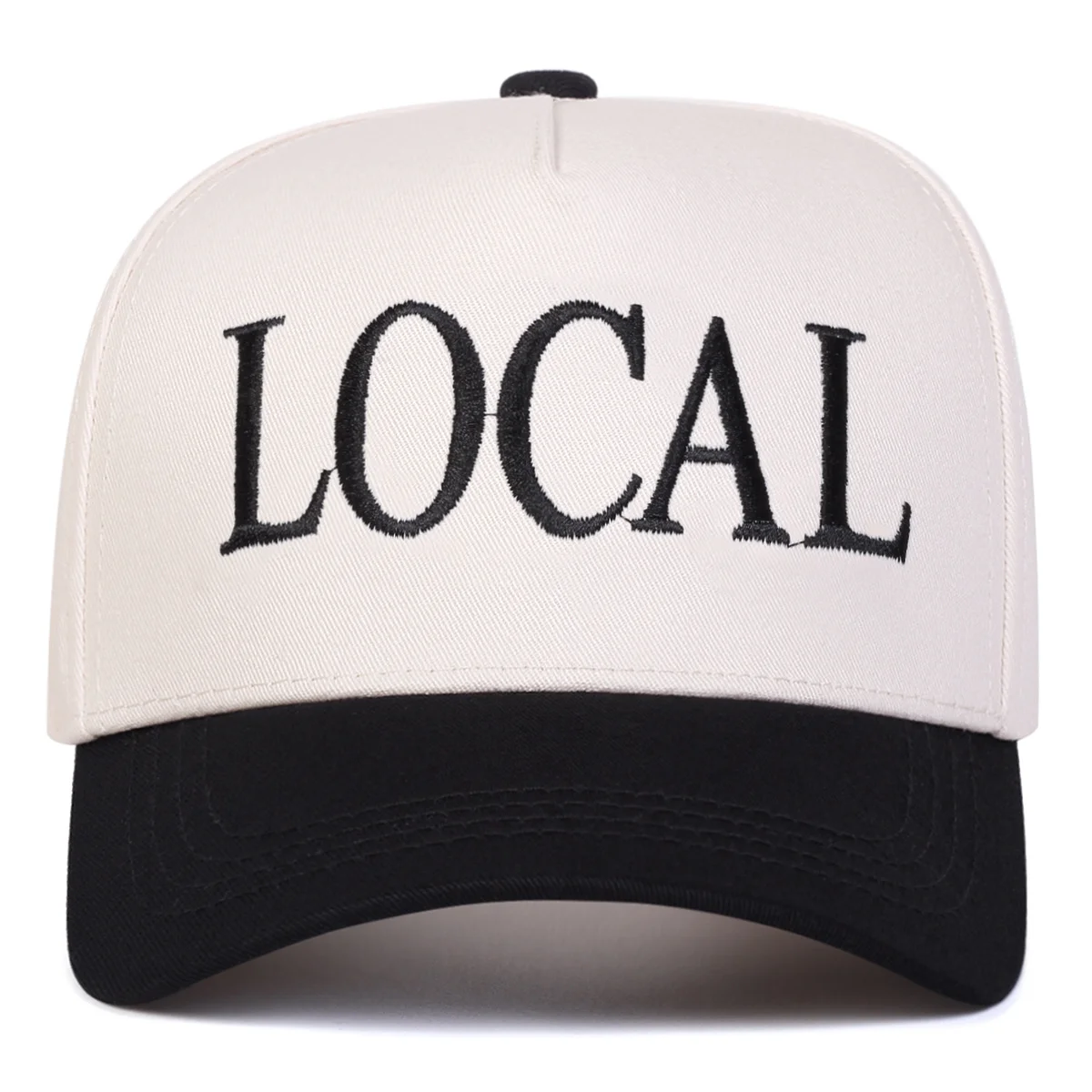 [قبعة بيسبول محلية] قبعة بيسبول محلية خفيفة الوزن للرجال من البوليستر قابلة للتعديل، تصميم 5 جوانب مع تطريز "محلي"